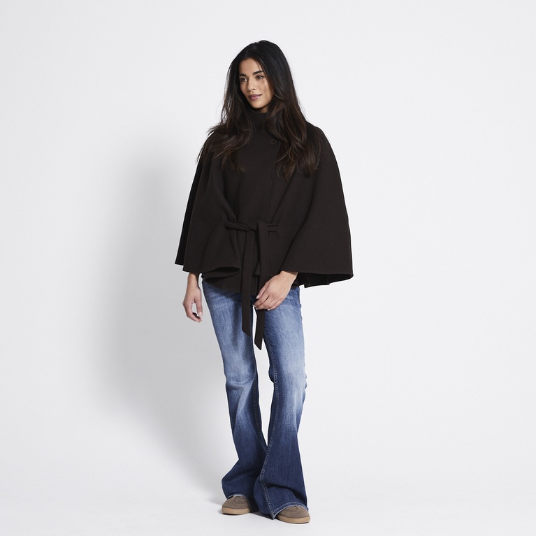 Belt cape jacket "Kellie" Brown